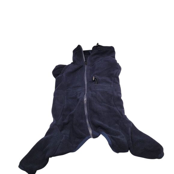 Dog Jumpsuit Jacket Sweater Clothes Zip Up Fleece Navy Blue Small - Picture 1 of 7